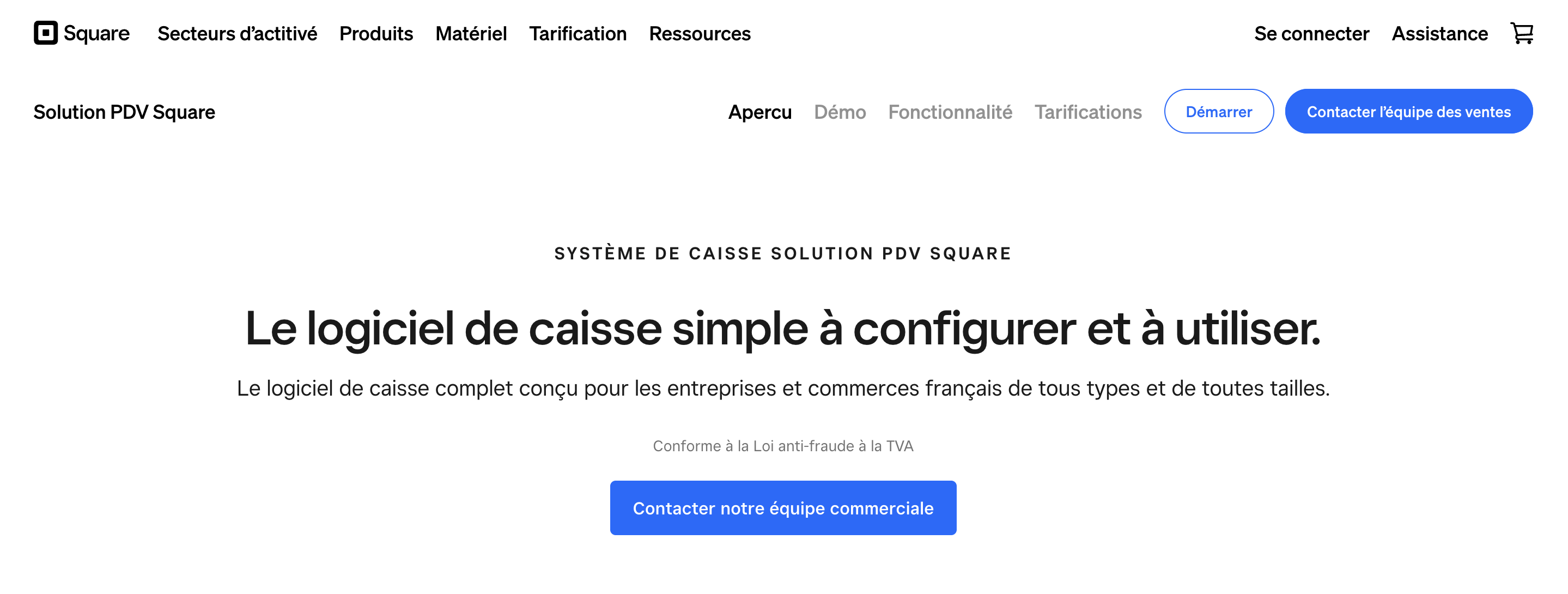 Page d'en-tête carrée de la caisse enregistreuse