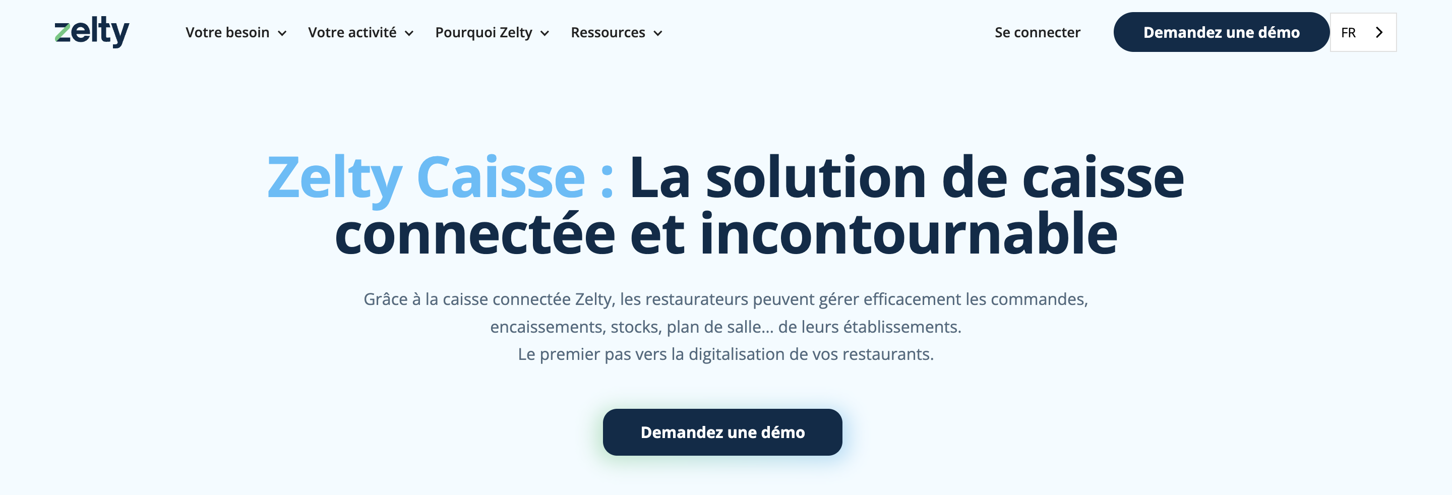 En-tête de la page de caisse enregistreuse Zelty