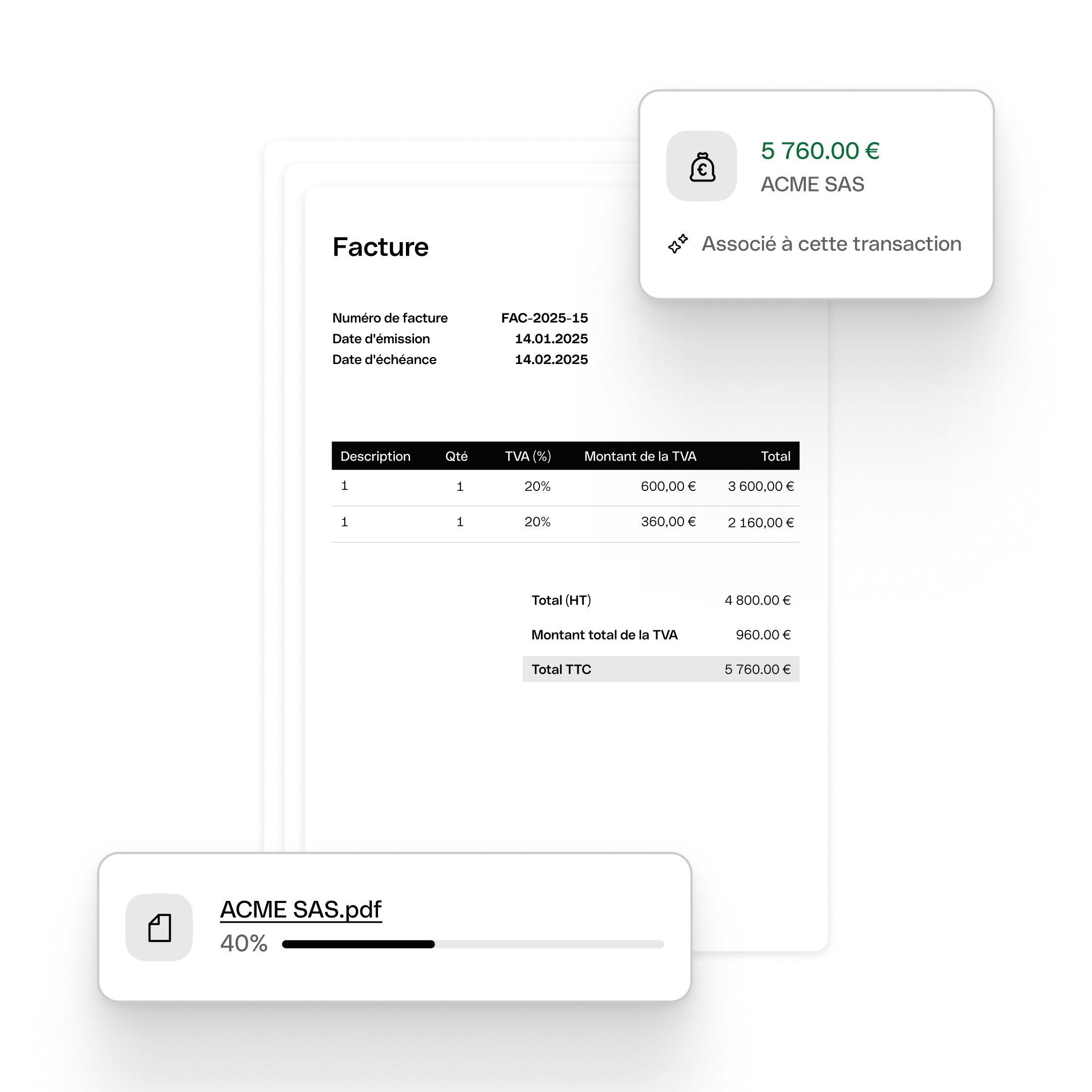 Transaction correspondant à la facture du client