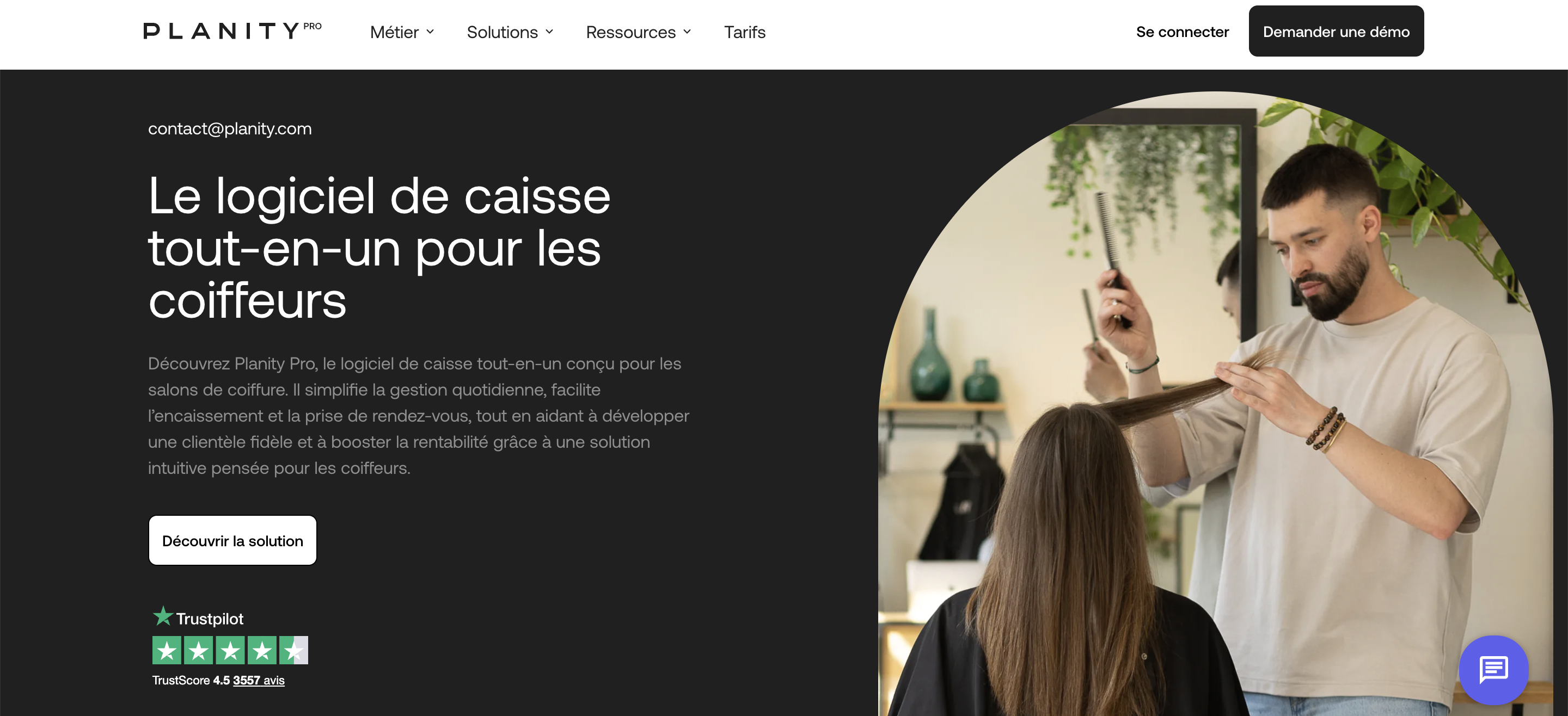 Page d'en-tête de la caisse enregistreuse Planity Pro