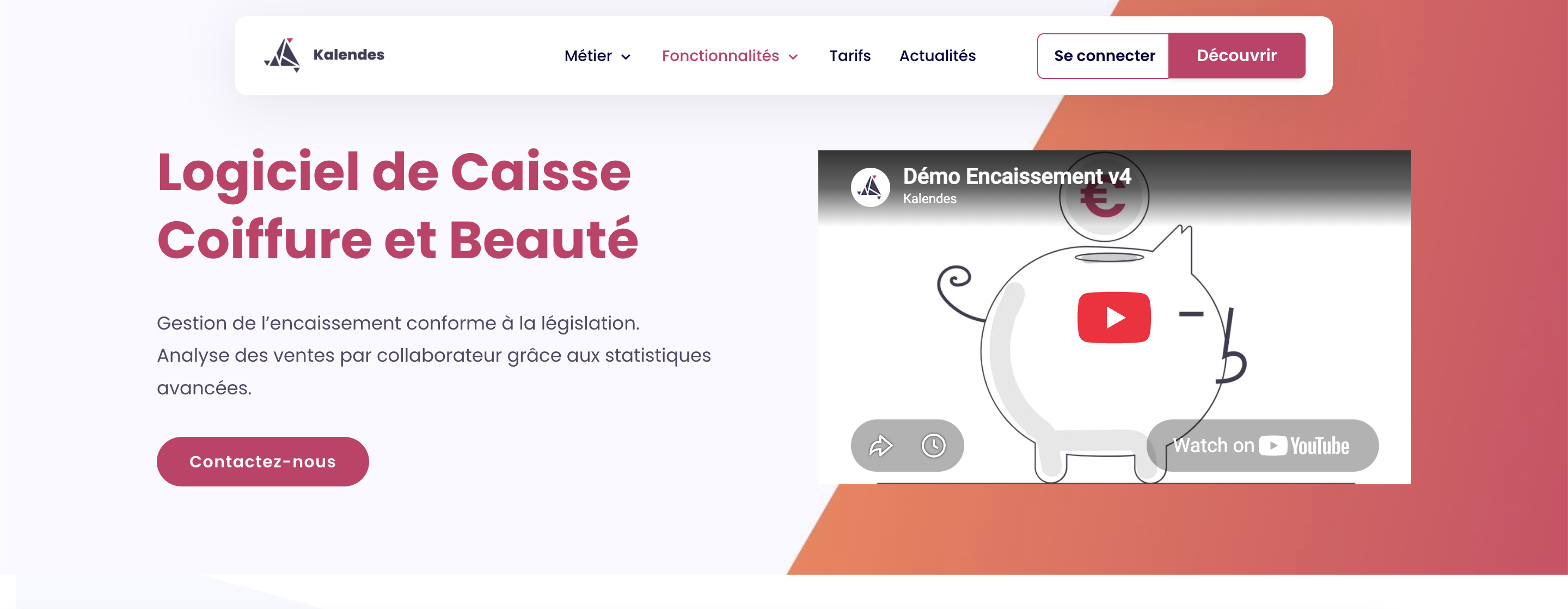 En-tête de la page de caisse enregistreuse Kalendes
