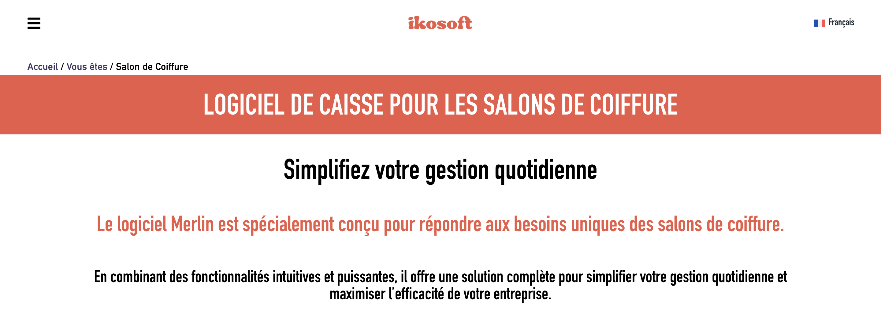 En-tête de la page de caisse enregistreuse Merlin