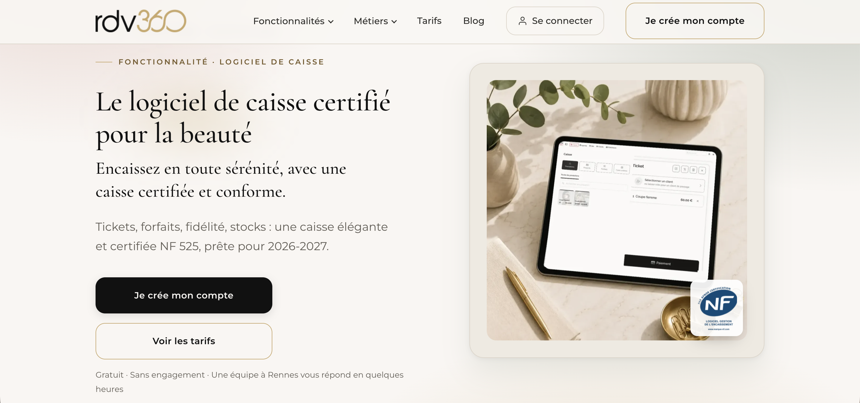 En-tête rdv360 Page de caisse enregistreuse