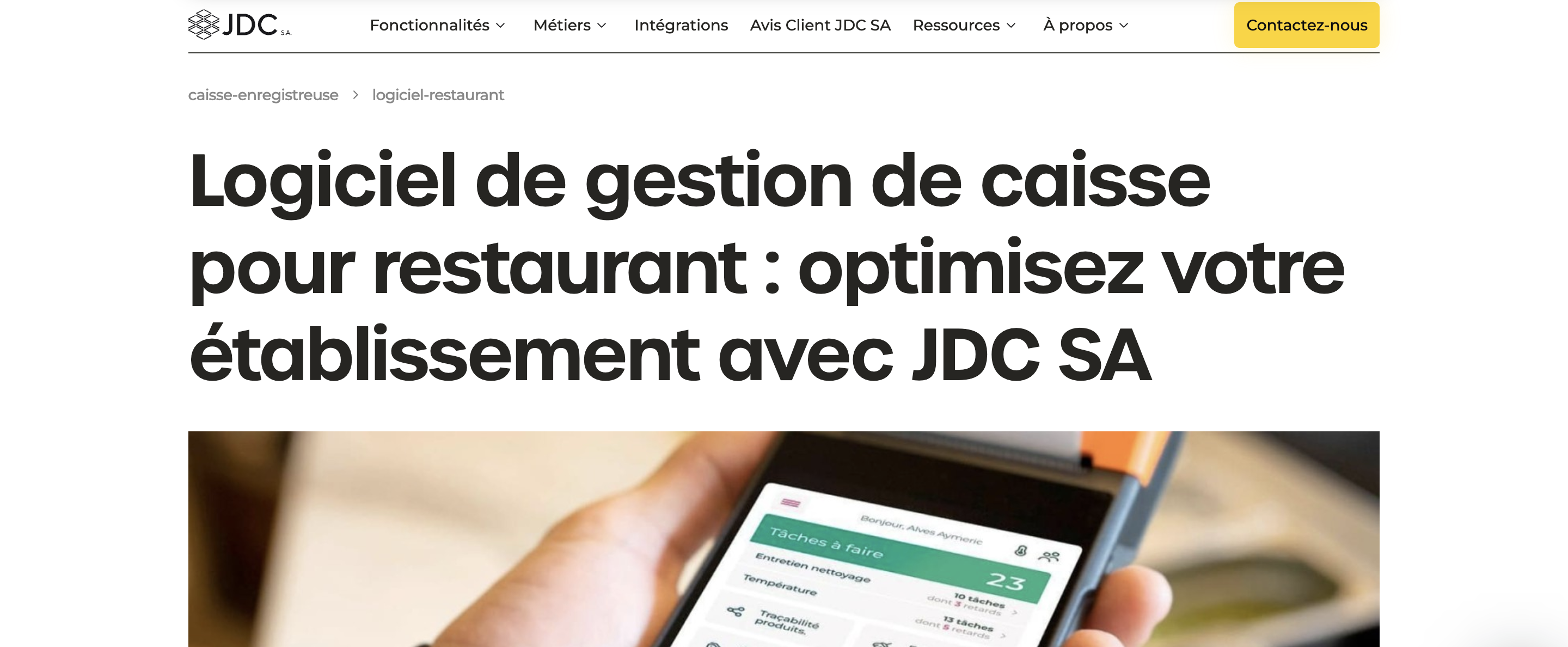En-tête de la page de caisse enregistreuse JDC