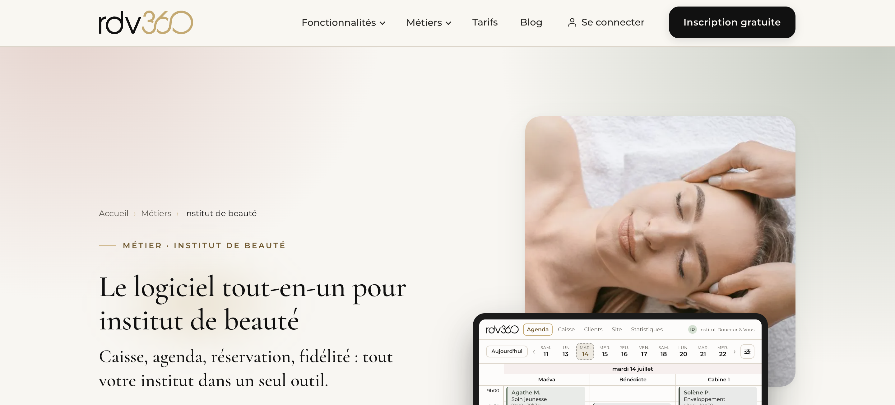 En-tête rdv360 Page de caisse enregistreuse beauté