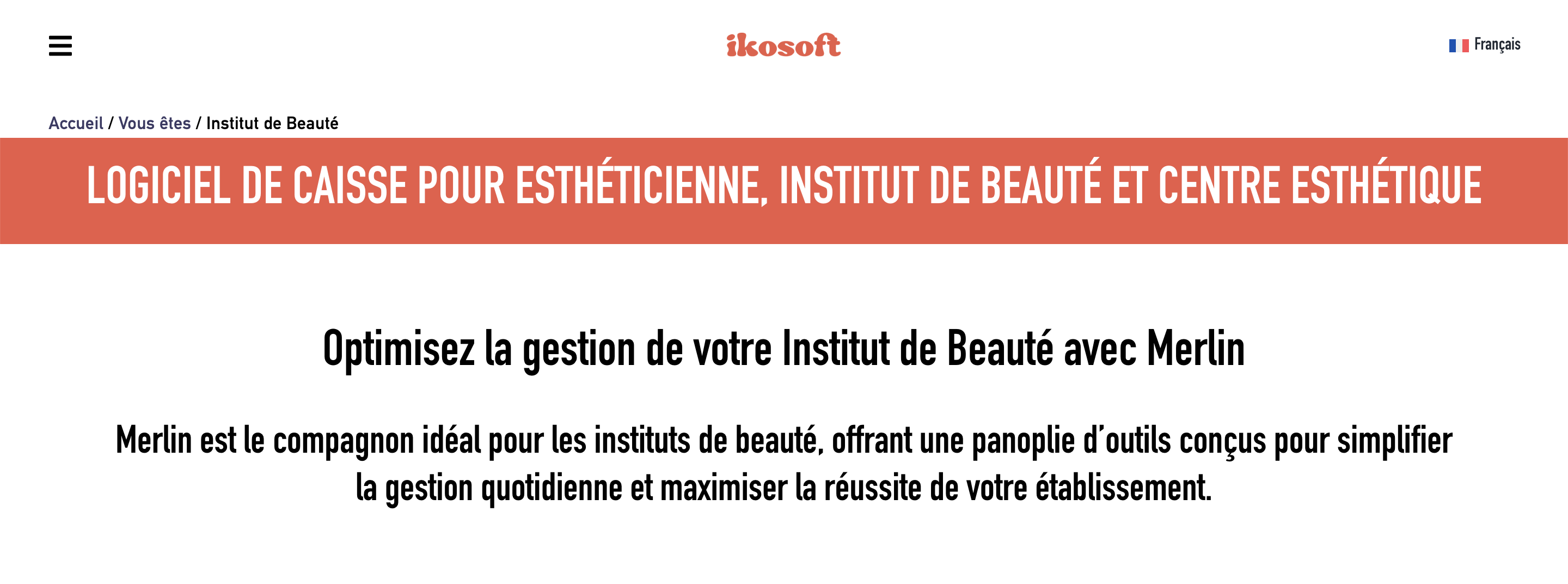 En-tête de la page de caisse enregistreuse Merlin Beauty