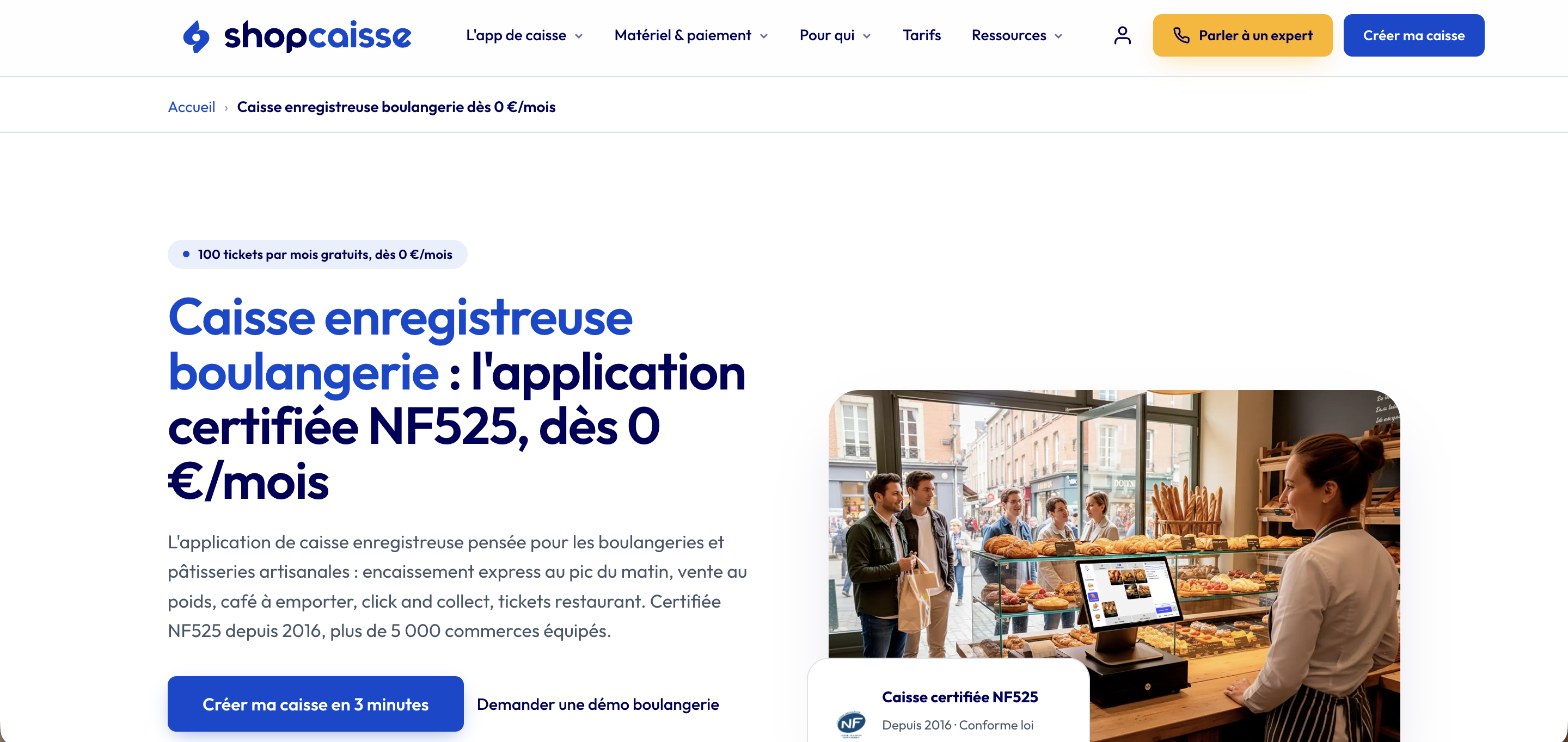 En-tête Page de caisse enregistreuse de la boulangerie Shopcaisse
