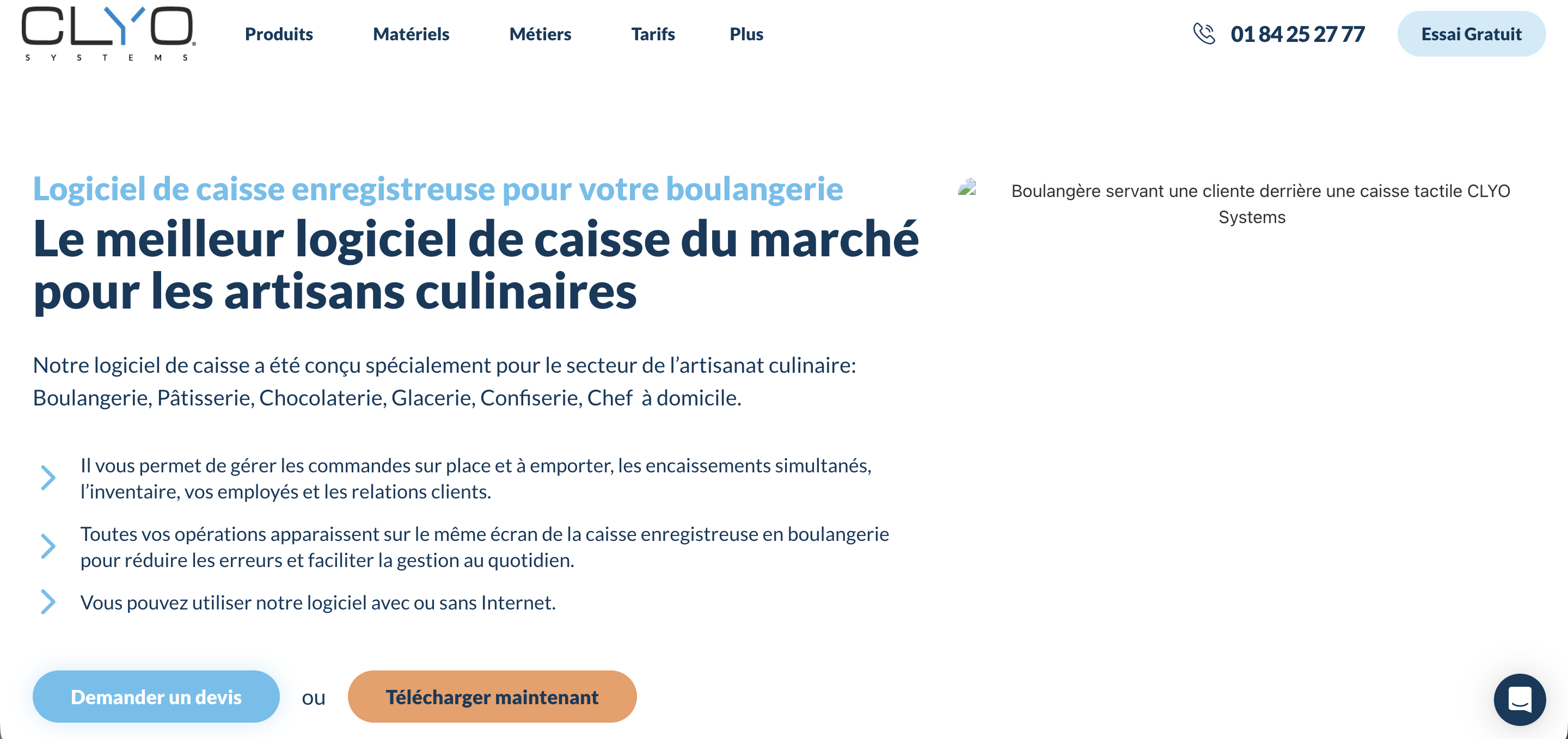 En-tête de la page de caisse enregistreuse de boulangerie CLYO Systems