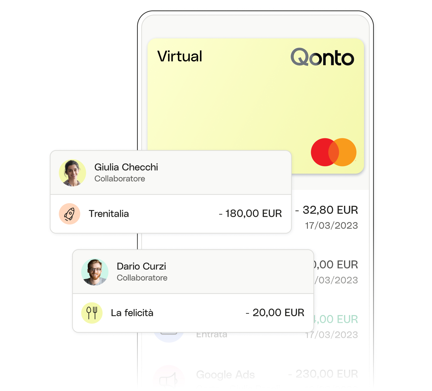 L'argomento dell'interfaccia utente bianca evidenzia i trasferimenti mobili VirtualCard