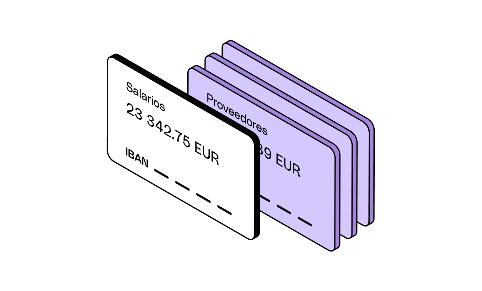 Cuenta múltiple de tarjetas moradas