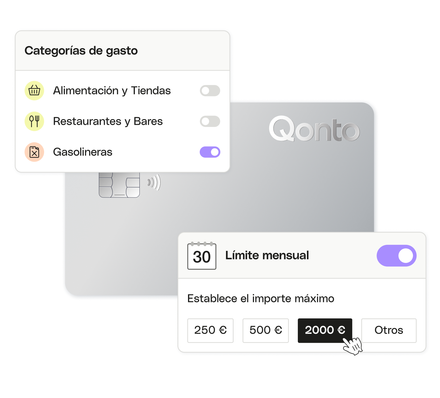 Tema destacado de la interfaz de usuario Configuración avanzada Gastos de combustible PlusCard