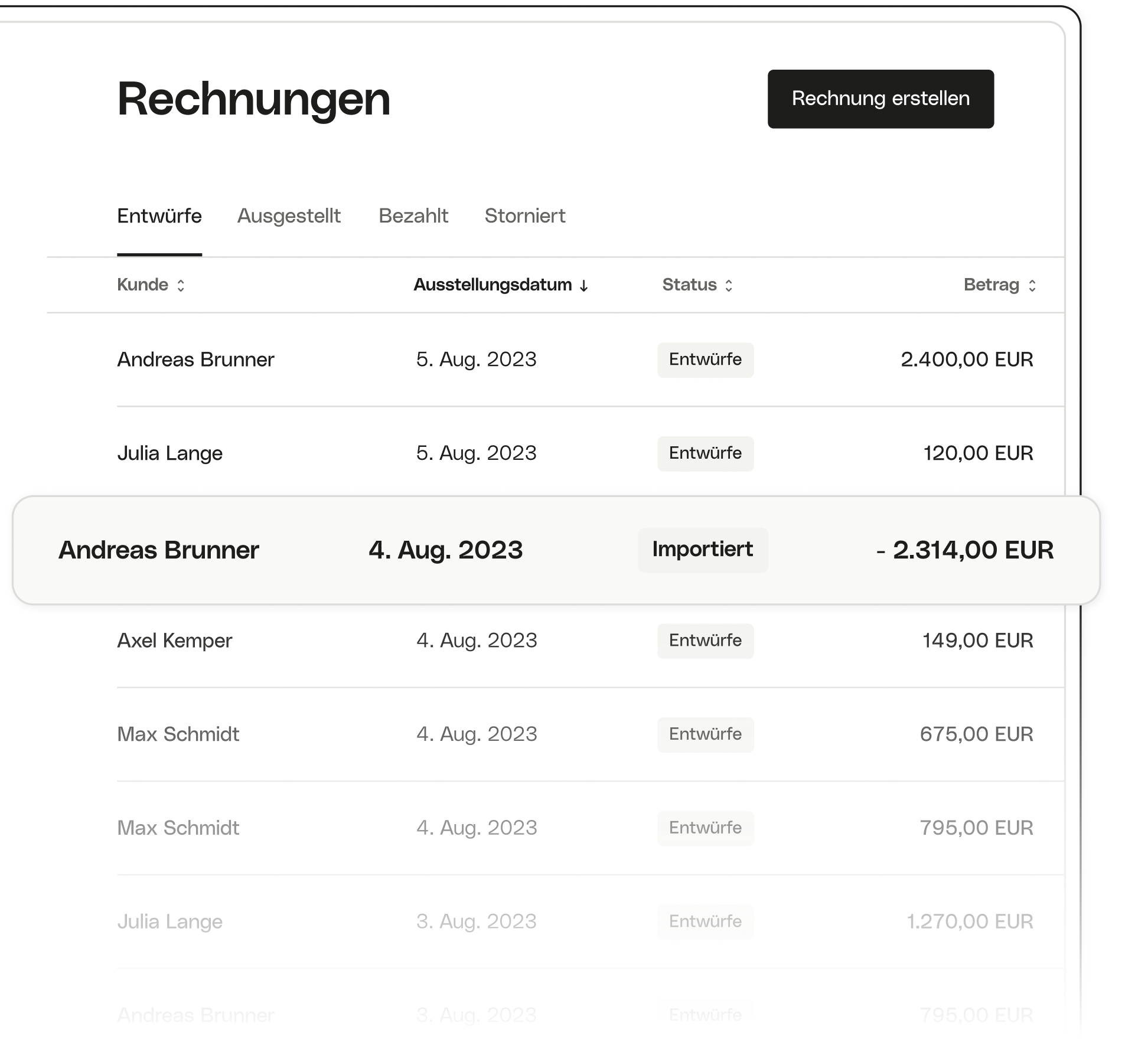 weißes UI-Thema hervorheben, Rechnung bezahlt