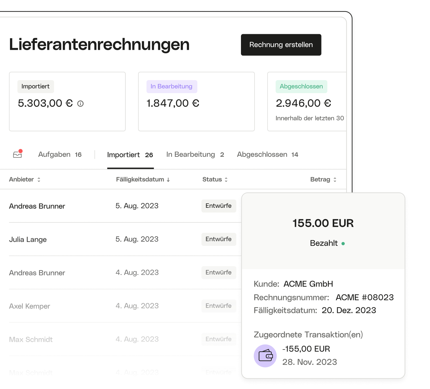 UI-Thema Rechnungsstatus hervorheben