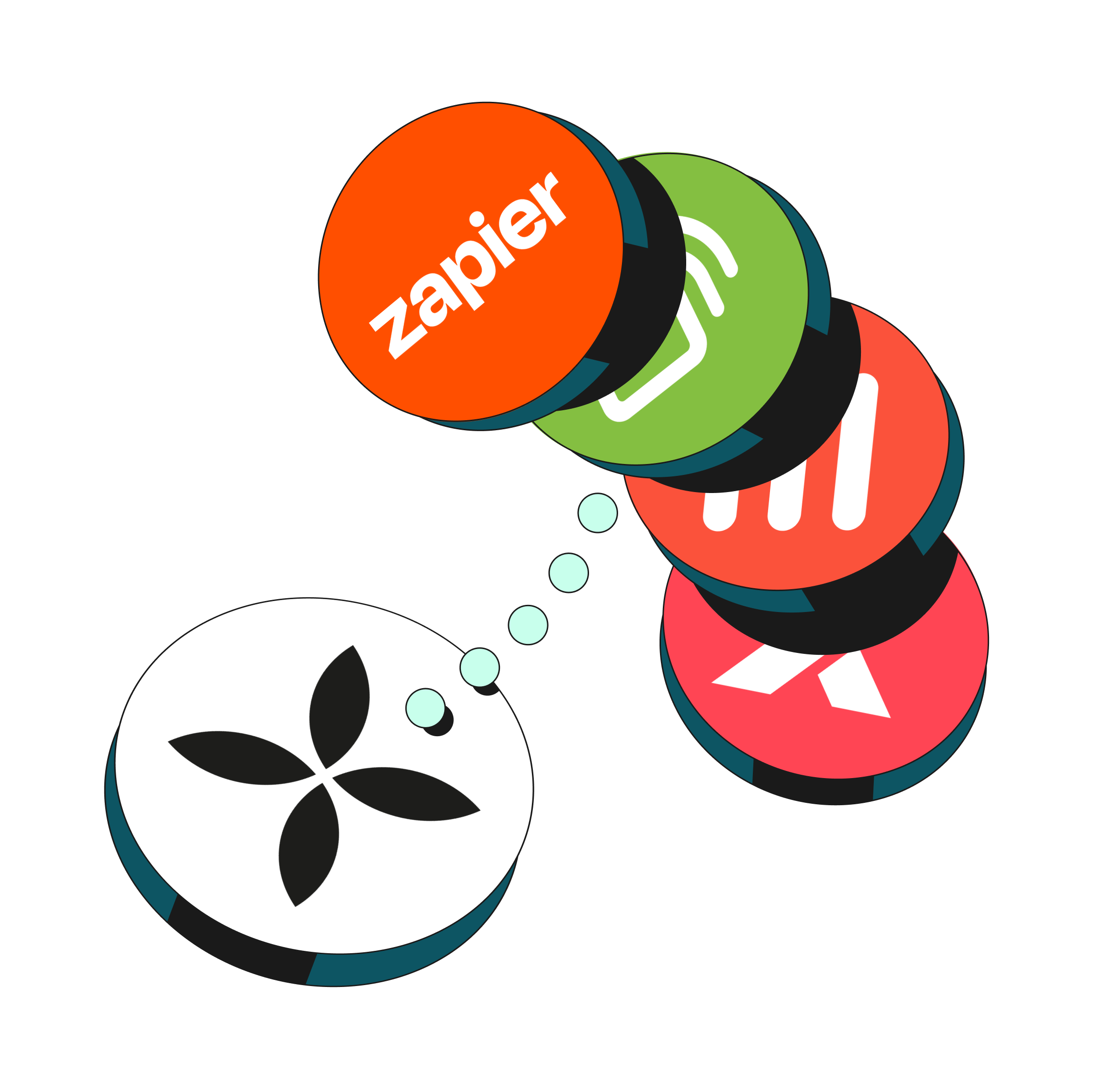 WEB Flow Mint Hero TopicHighlight Bento Integrations Zapier Fastbill Sevdesk Lexware