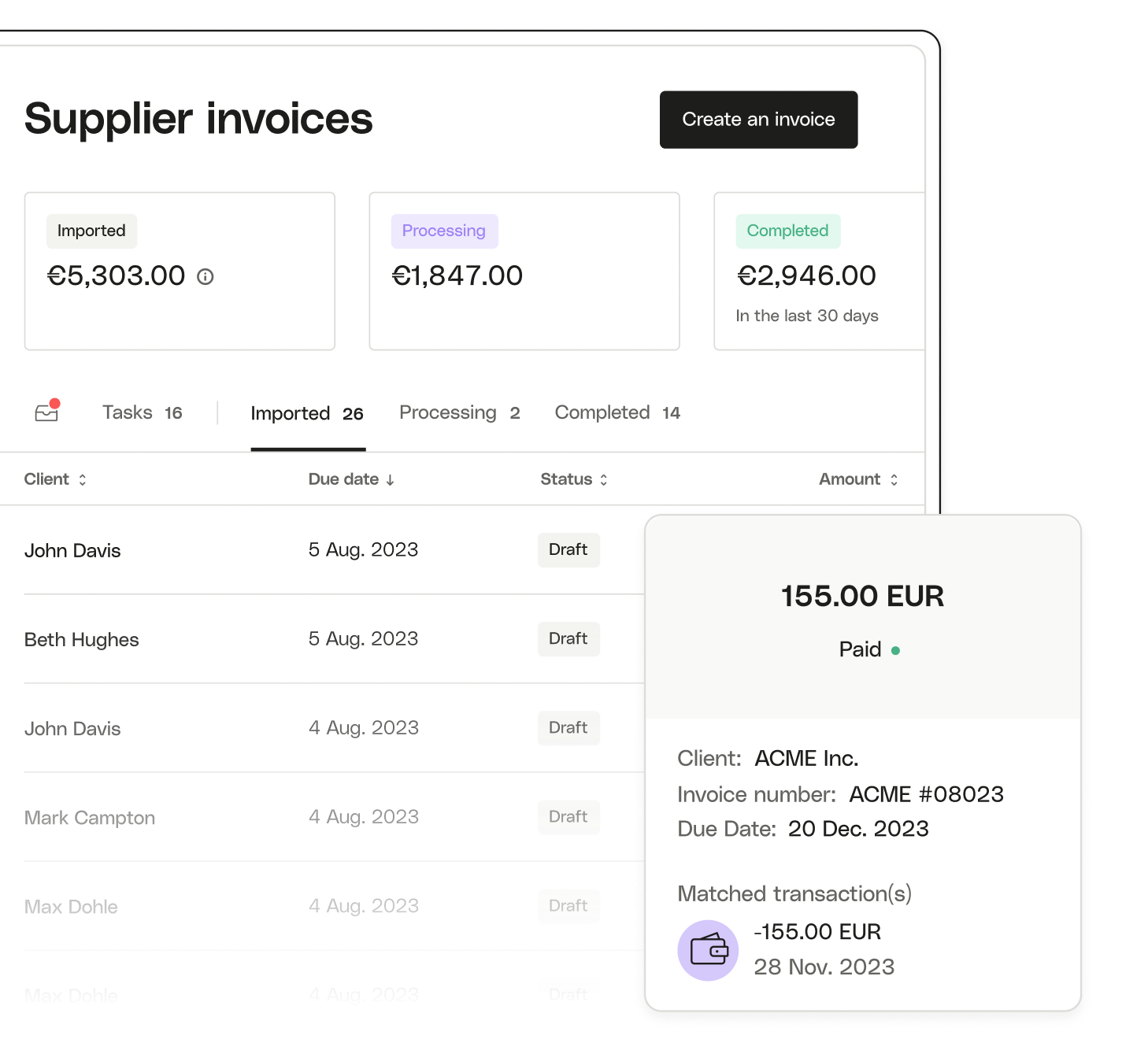 UI Topic Highlight Invoice Status