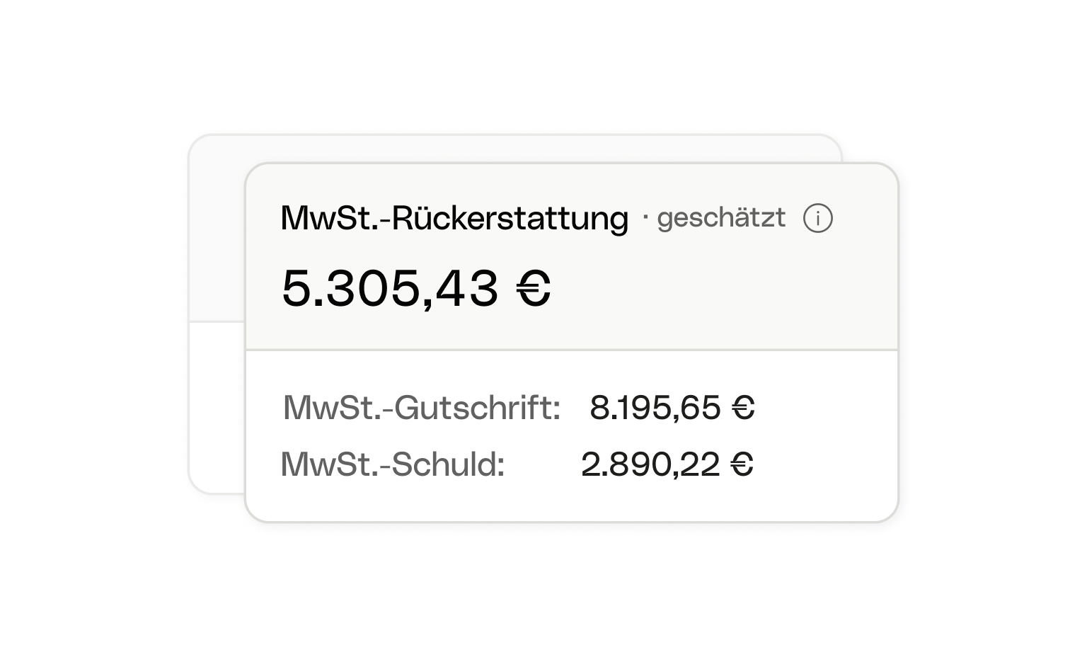 Web-UI-Karten Bento Überschrift Cashflow MwSt.
