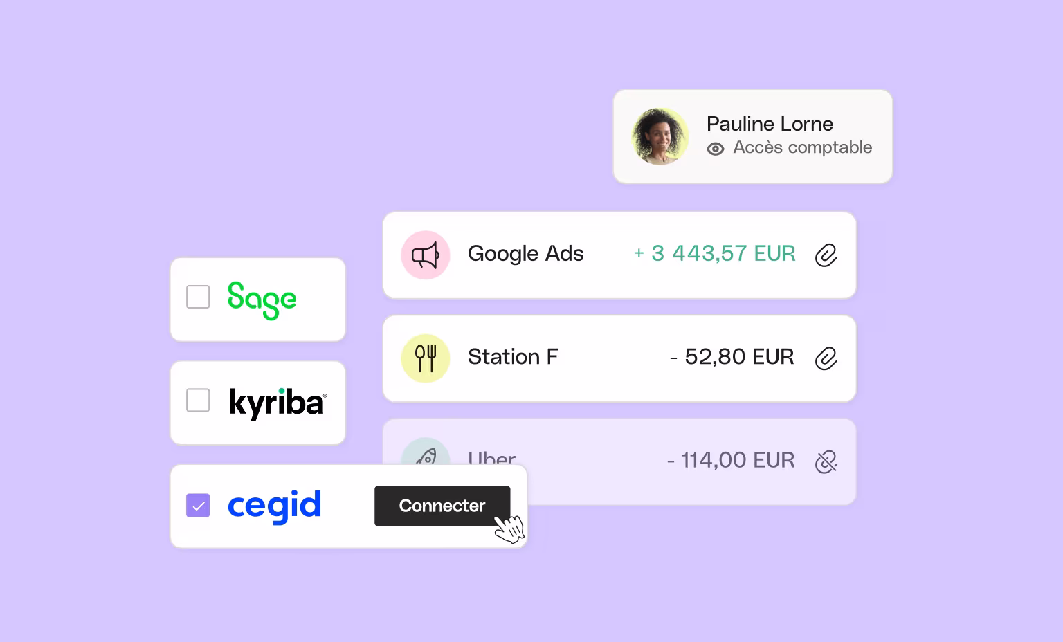 Interface utilisateur Web Plum Cards Bento Headline Accès comptable