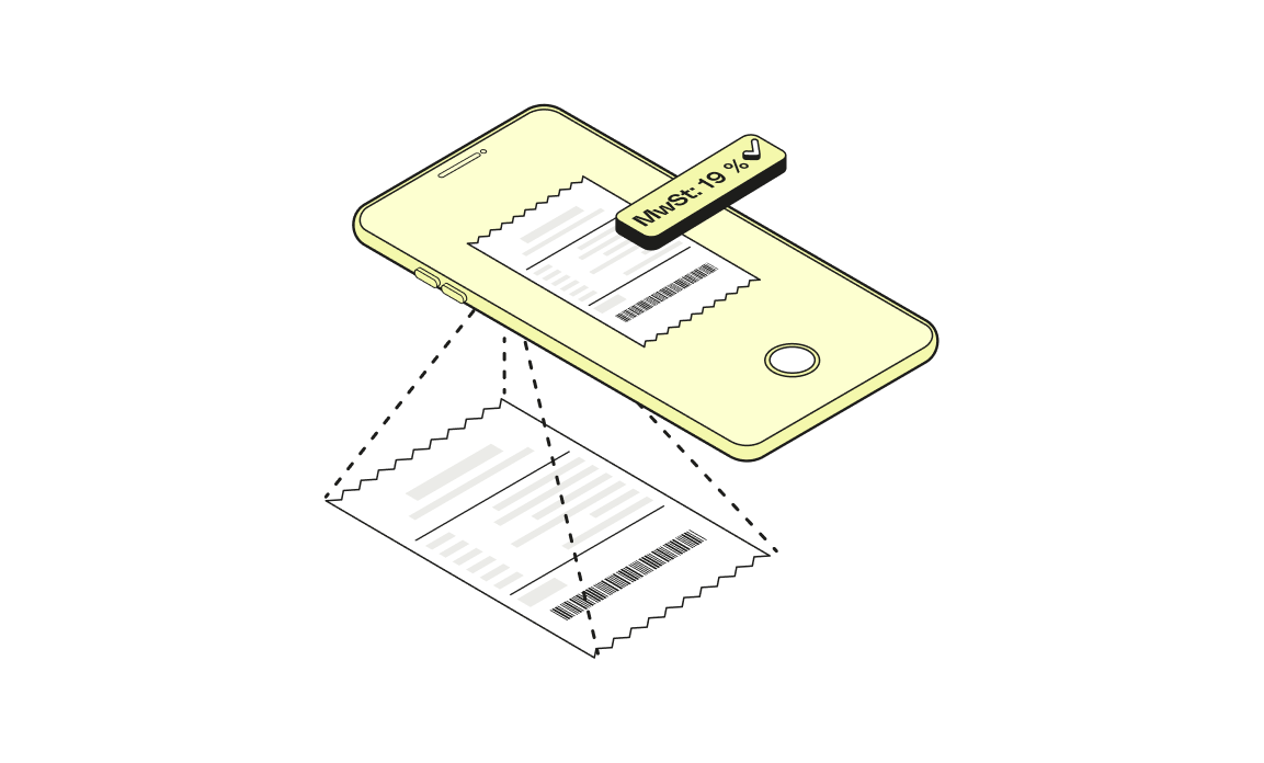 Senfkarten Scan-Beleg mit MwSt