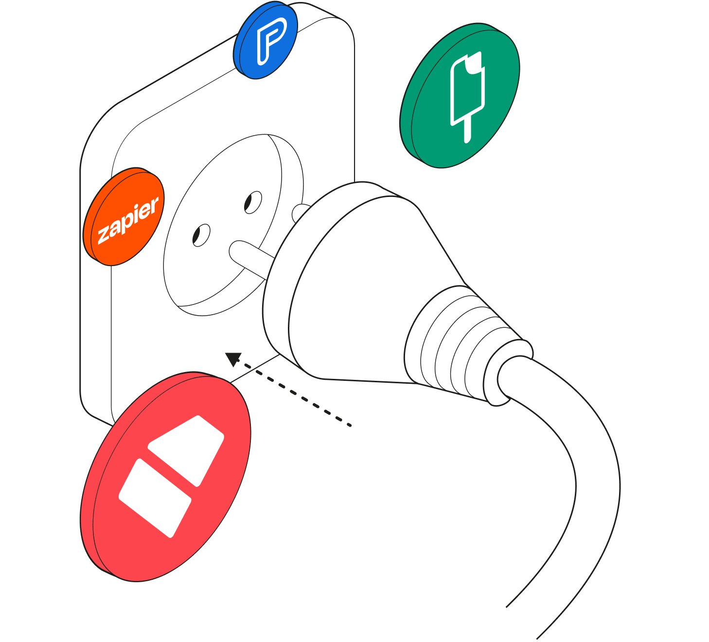 831b915e b3c8 44b1 b314 c11121b0fcf8 es blanco ilustración tema resaltar conectar sostenido zapier